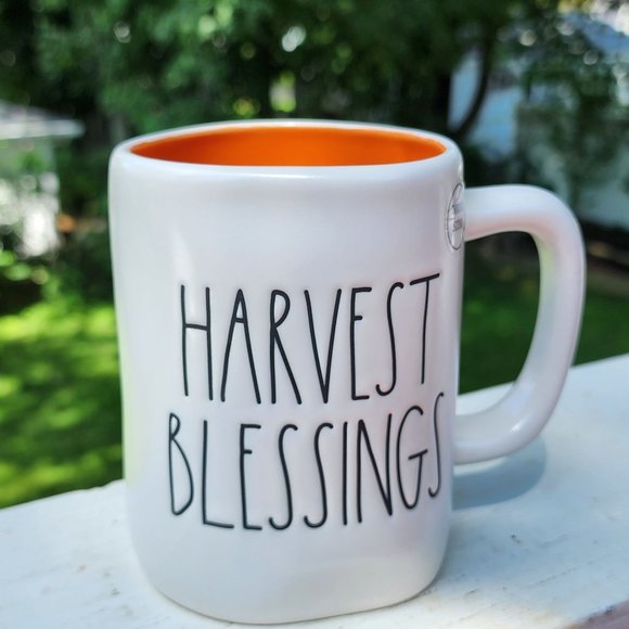 Harvest Blessings Pumpkin Ceramic Coffee Mug Rae Dunn Double Sided Coffee Mug - Picture 10 of 10